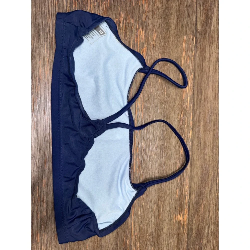 Nike Girls Royal Blue Crossback Swim Bikini Top Size 10 Swoosh Logo Athletic